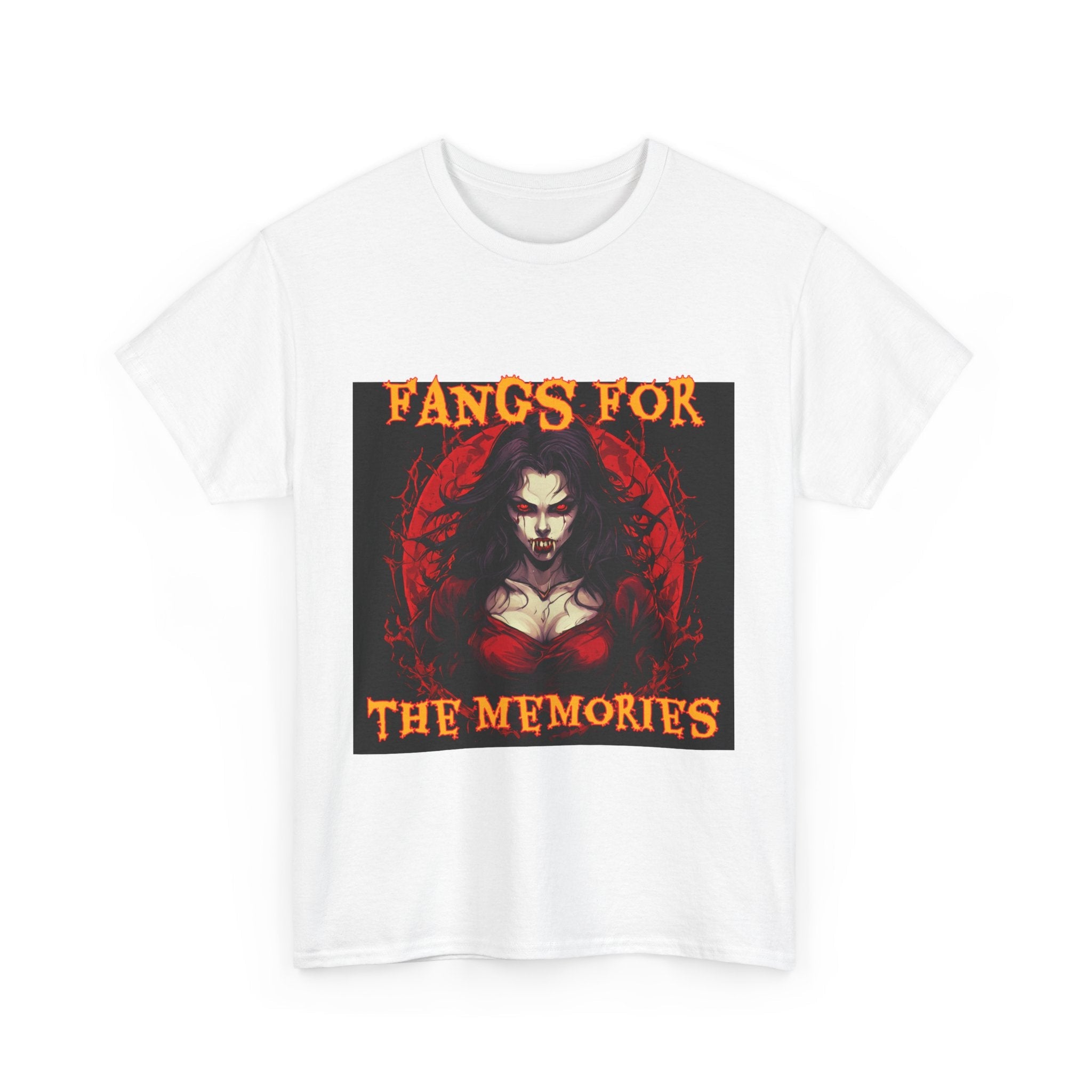 Fangs For The Memories Unisex Heavy Cotton Tee - Gothic Halloween T-Shirt - S-Mart Shop Smart Treasures