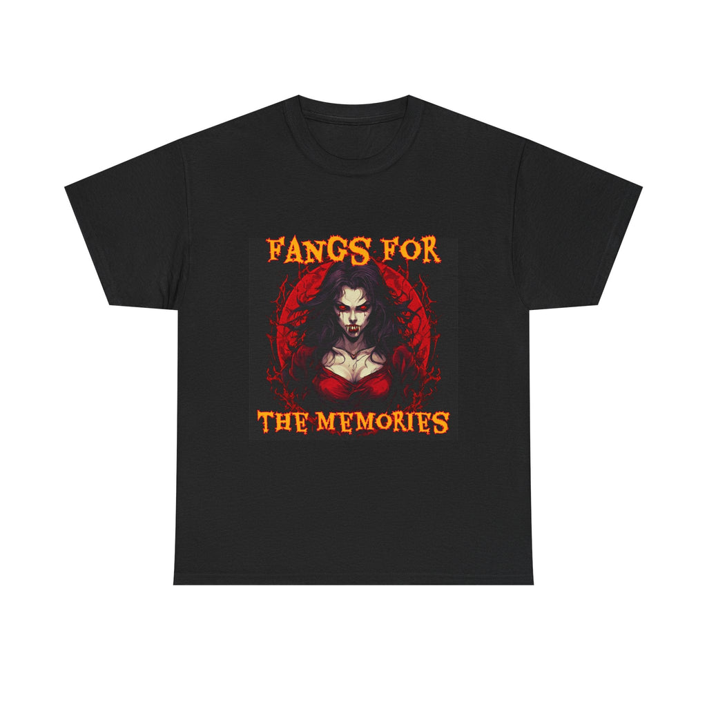 Fangs For The Memories Unisex Heavy Cotton Tee - Gothic Halloween T-Shirt - S - Mart Shop Smart Treasures
