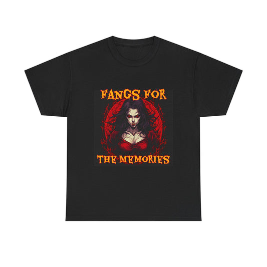 Fangs For The Memories Unisex Heavy Cotton Tee - Gothic Halloween T-Shirt - S-Mart Shop Smart Treasures