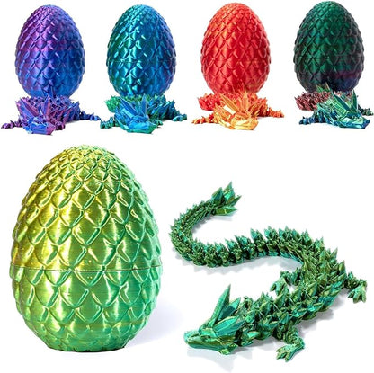 3D Printed Dragon In Egg,Full Articulated Dragon Crystal Dragon With Dragon Egg,Flexible Joints Home Decor Executive Desk Toys,Home Office Decor Executive Desk Toys For Autism ADHD