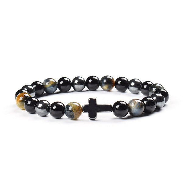 Colorful Tigereye Cross Agate Bracelet