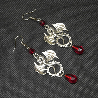 Gothic Dragon Red Fashion Earrings