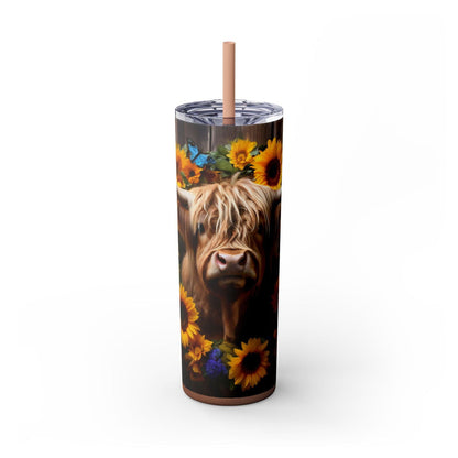 Highland Cow Skinny Tumbler with Straw, 20oz - S-Mart Shop Smart Treasures