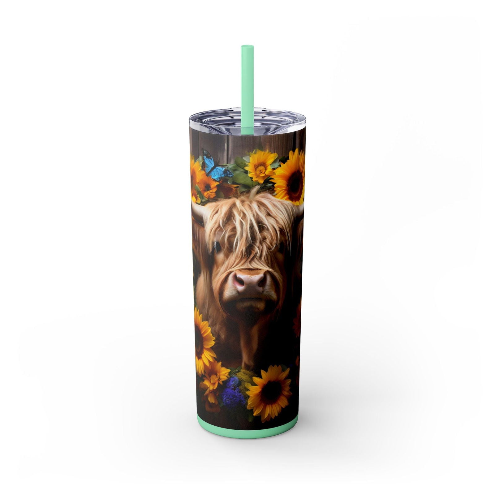 Highland Cow Skinny Tumbler with Straw, 20oz - S-Mart Shop Smart Treasures