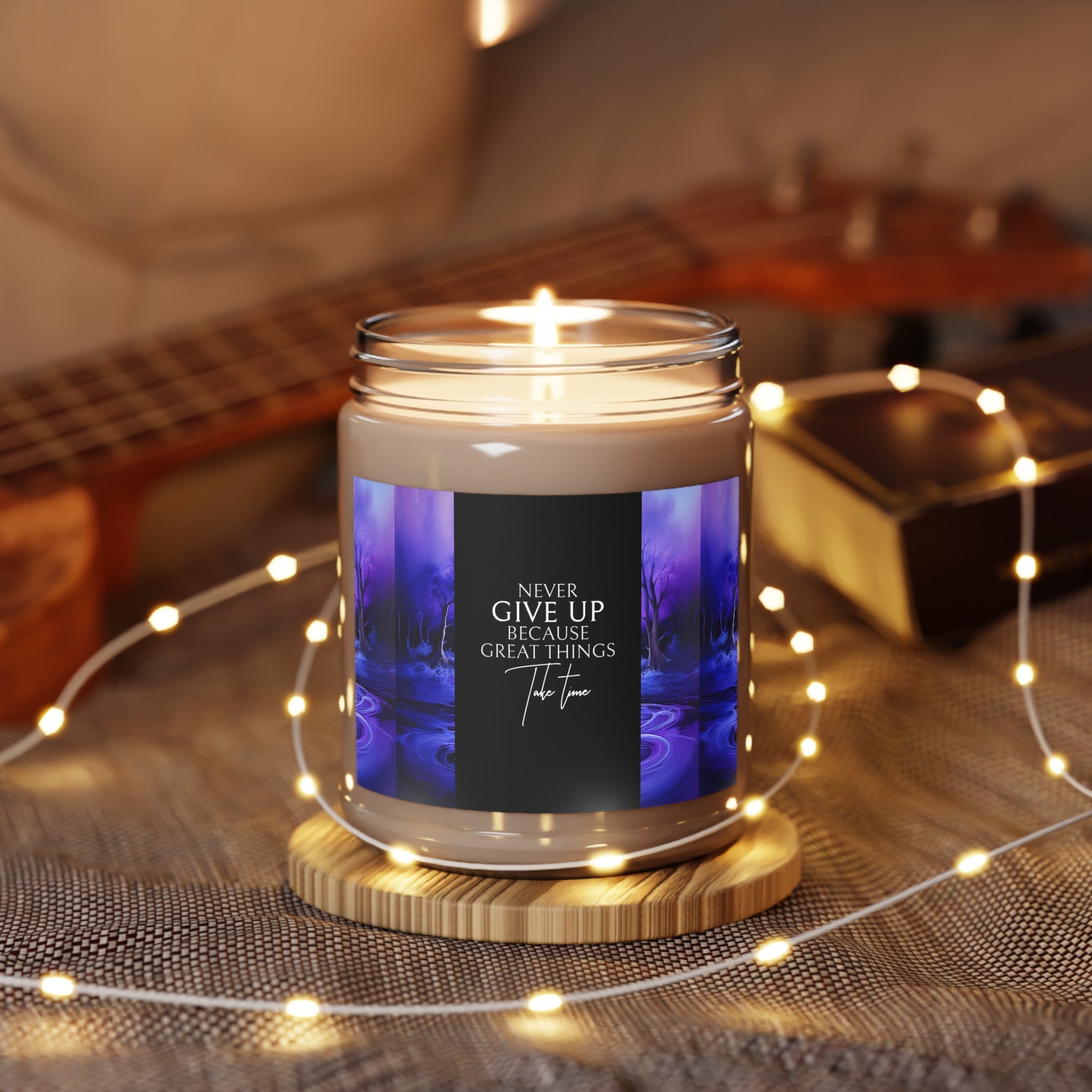 Inspirational Scented Candle - "Never Give Up" - 9oz Aromatherapy - S-Mart Shop Smart Treasures