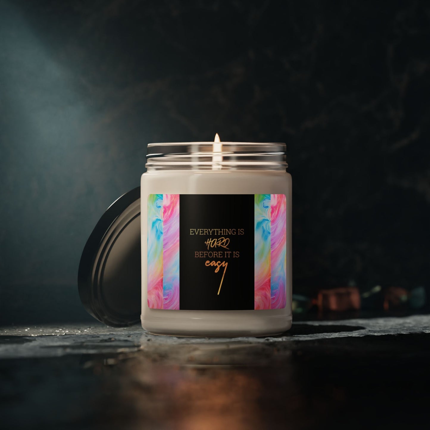 Inspirational Scented Soy Candle - "Everything is Hard Before it is Easy" - 9oz - S-Mart Shop Smart Treasures