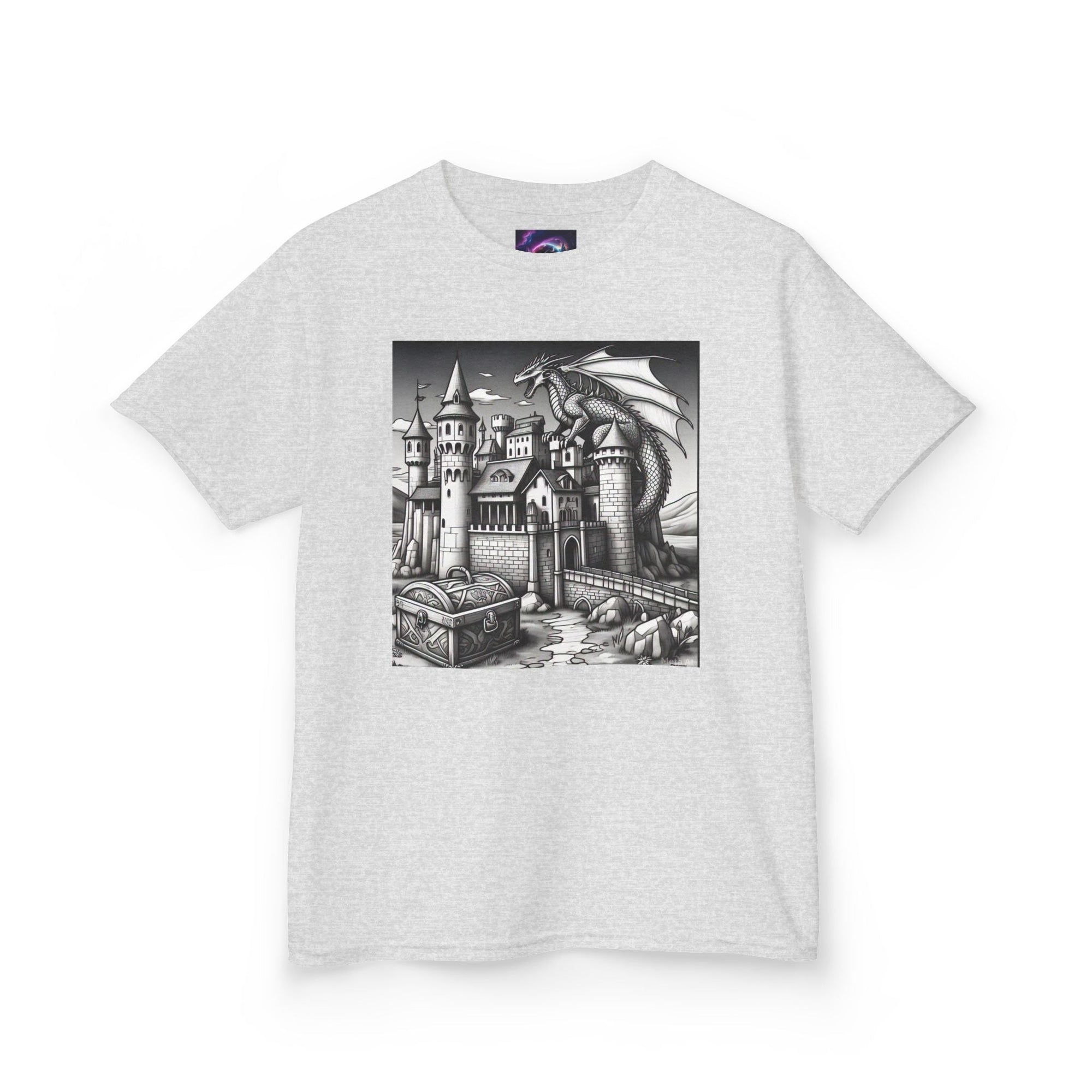Kids Color Your Own Dragon Castle Tee - Fantasy Adventure Shirt for Imaginative Play - S - Mart Shop Smart Treasures