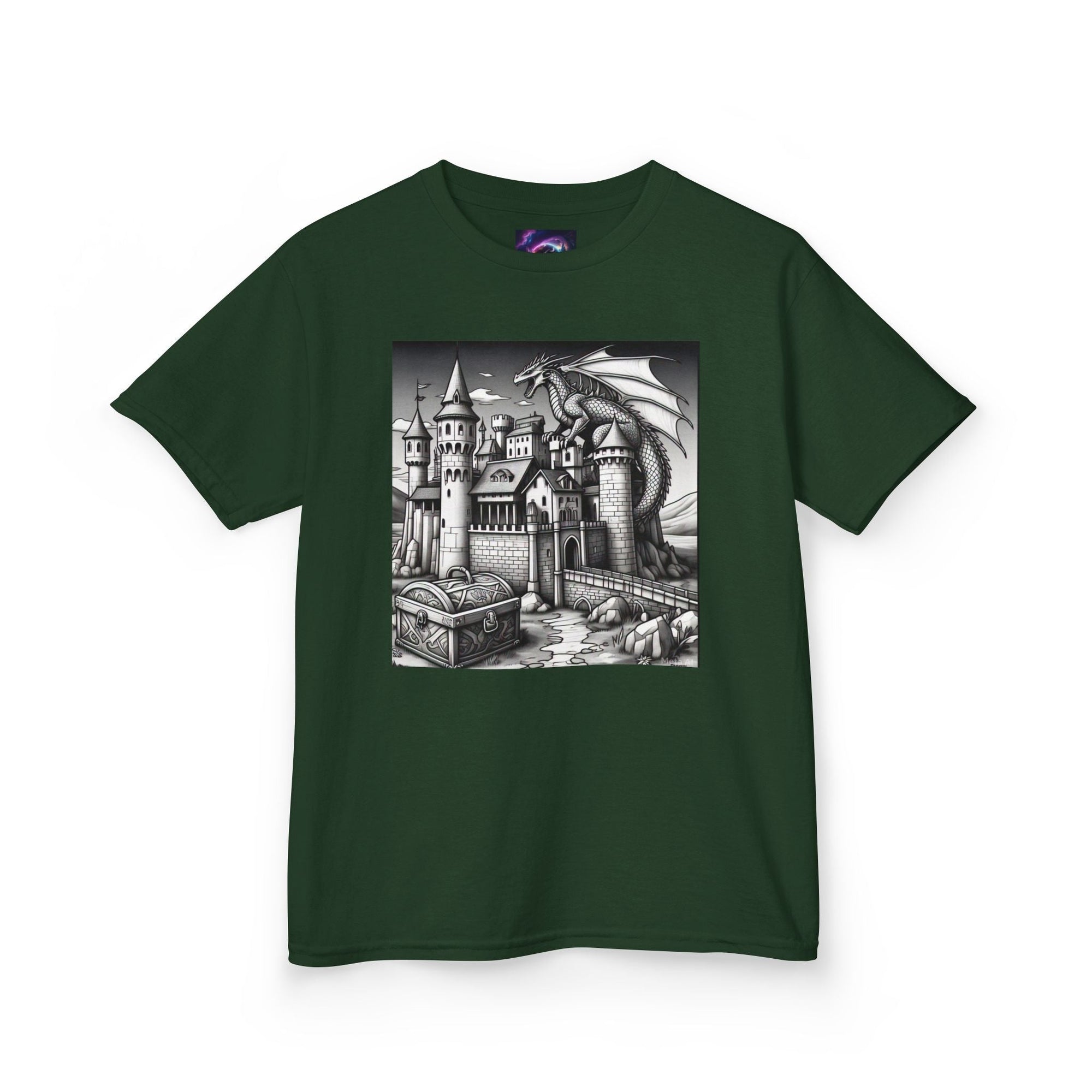 Kids Color Your Own Dragon Castle Tee - Fantasy Adventure Shirt for Imaginative Play - S - Mart Shop Smart Treasures