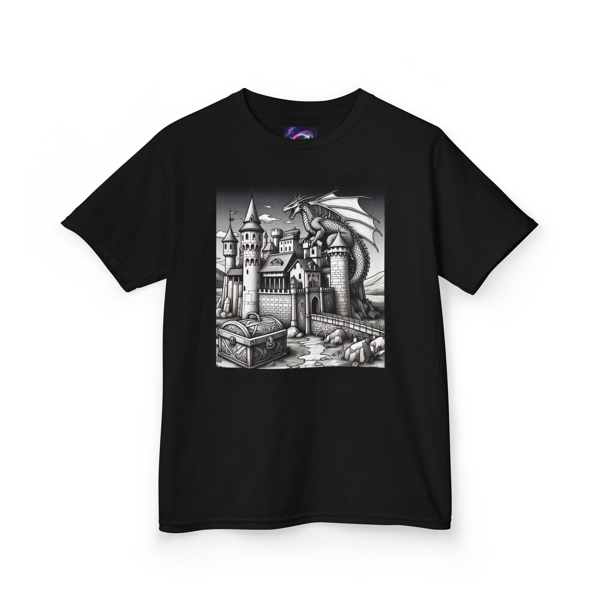 Kids Color Your Own Dragon Castle Tee - Fantasy Adventure Shirt for Imaginative Play - S - Mart Shop Smart Treasures