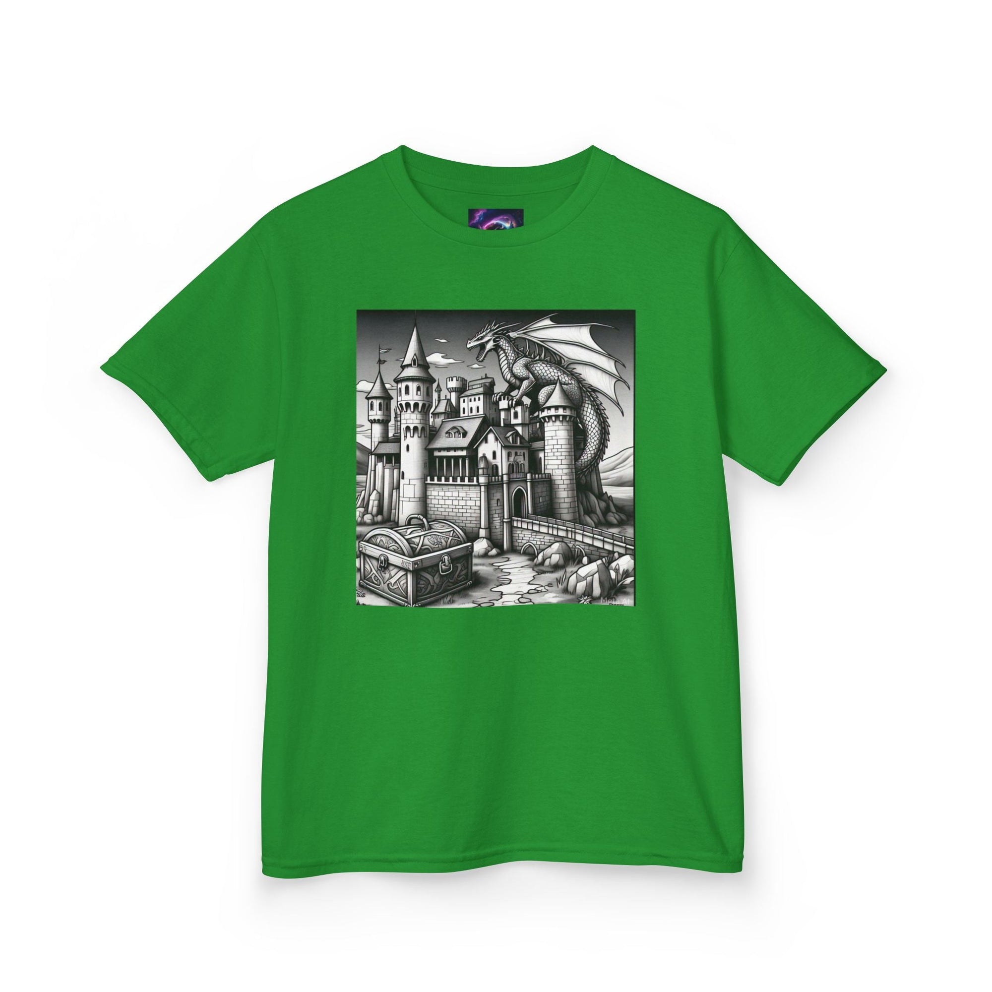 Kids Color Your Own Dragon Castle Tee - Fantasy Adventure Shirt for Imaginative Play - S - Mart Shop Smart Treasures