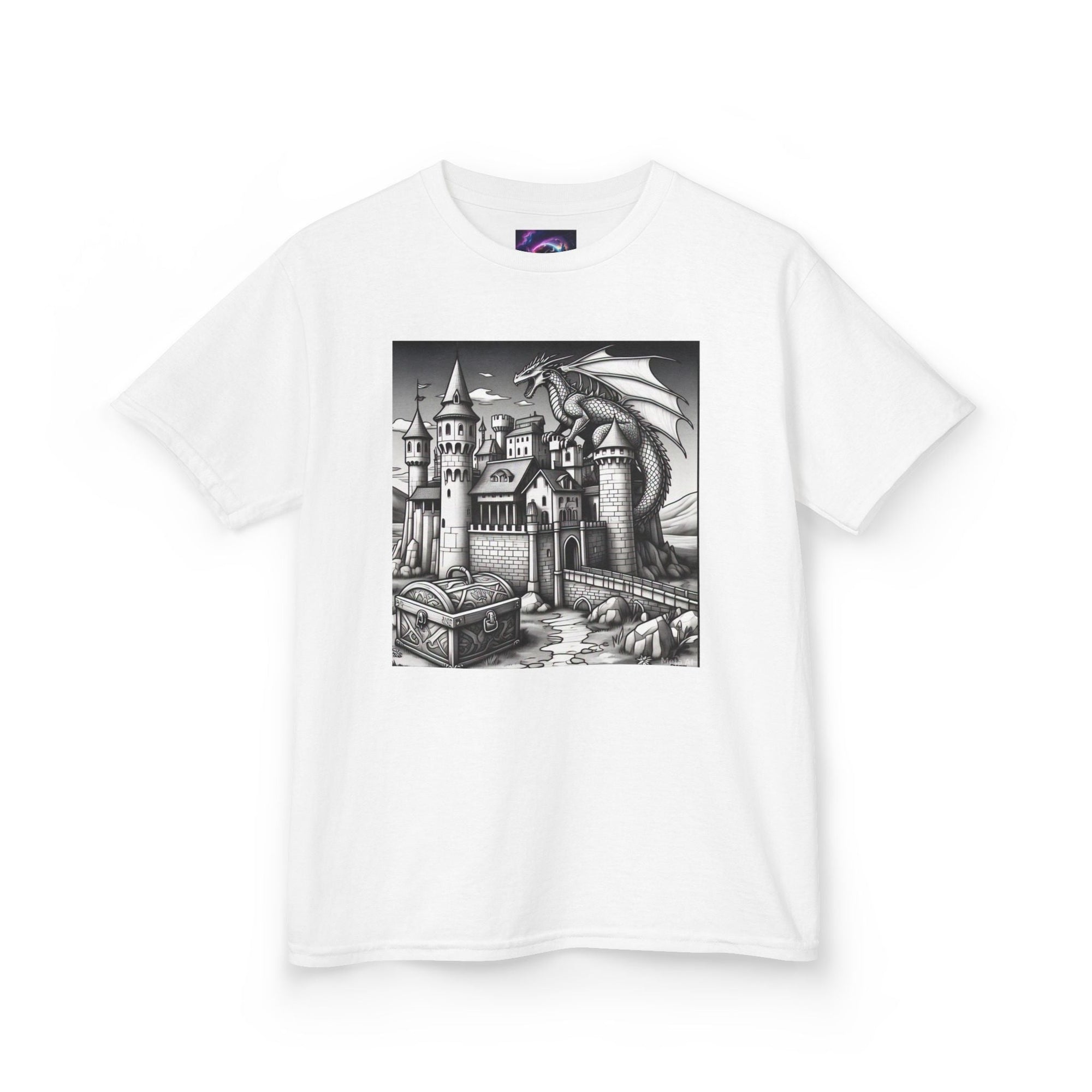Kids Color Your Own Dragon Castle Tee - Fantasy Adventure Shirt for Imaginative Play - S - Mart Shop Smart Treasures