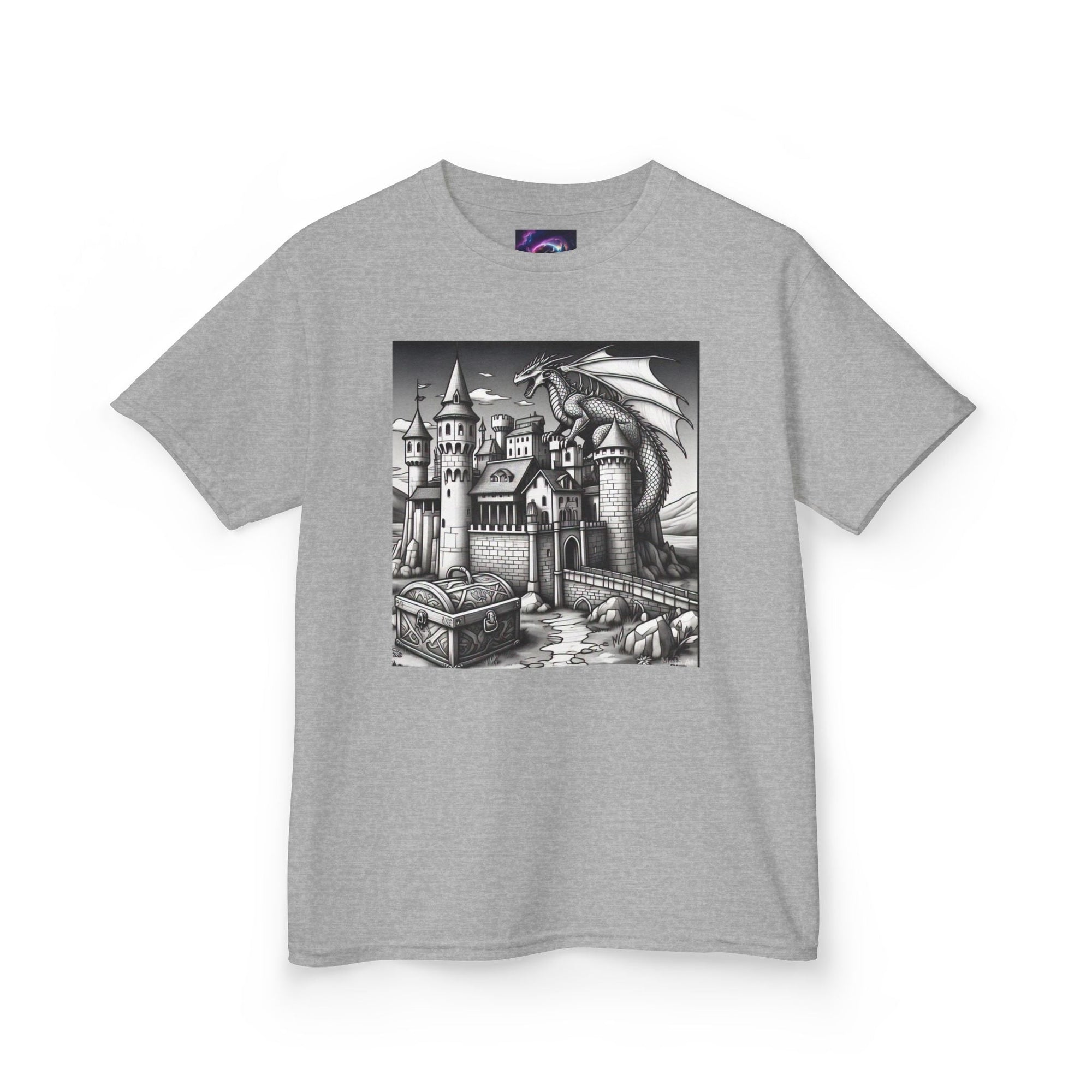 Kids Color Your Own Dragon Castle Tee - Fantasy Adventure Shirt for Imaginative Play - S - Mart Shop Smart Treasures