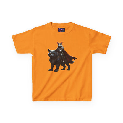 Kids Fantasy Adventure Mouse Riding Battle Cat Tee - Knight with Wolf Design - S-Mart Shop Smart Treasures