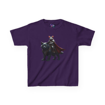 Kids Fantasy Adventure Mouse Riding Battle Cat Tee - Knight with Wolf Design - S-Mart Shop Smart Treasures