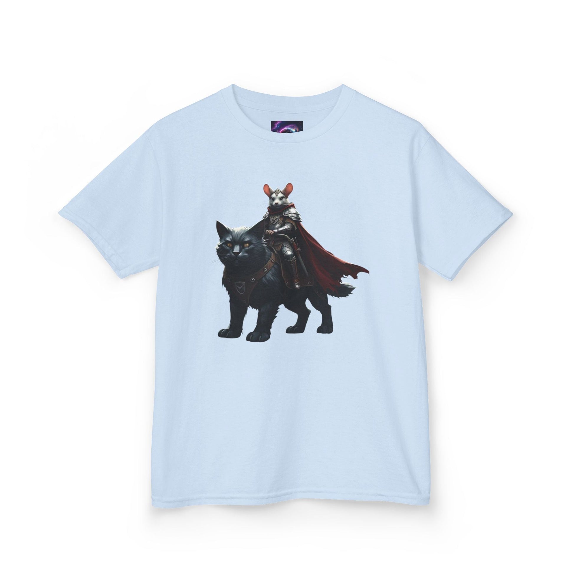 Kids Fantasy Adventure Mouse Riding Battle Cat Tee - Knight with Wolf Design - S-Mart Shop Smart Treasures