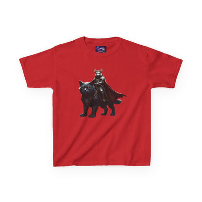 Kids Fantasy Adventure Mouse Riding Battle Cat Tee - Knight with Wolf Design - S-Mart Shop Smart Treasures