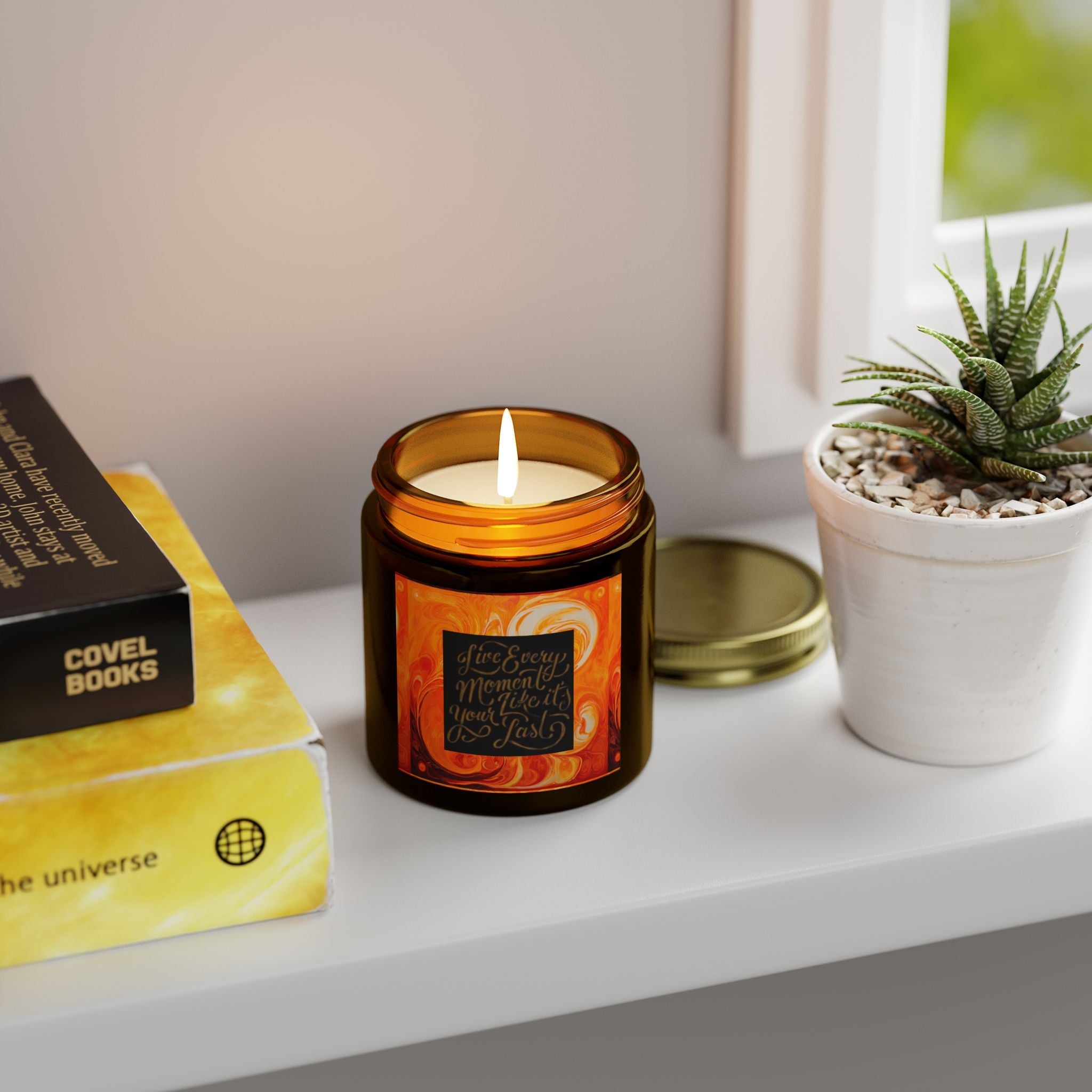 Live Every Moment Scented Candle - Coconut Apricot Wax (4oz, 9oz) - S-Mart Shop Smart Treasures