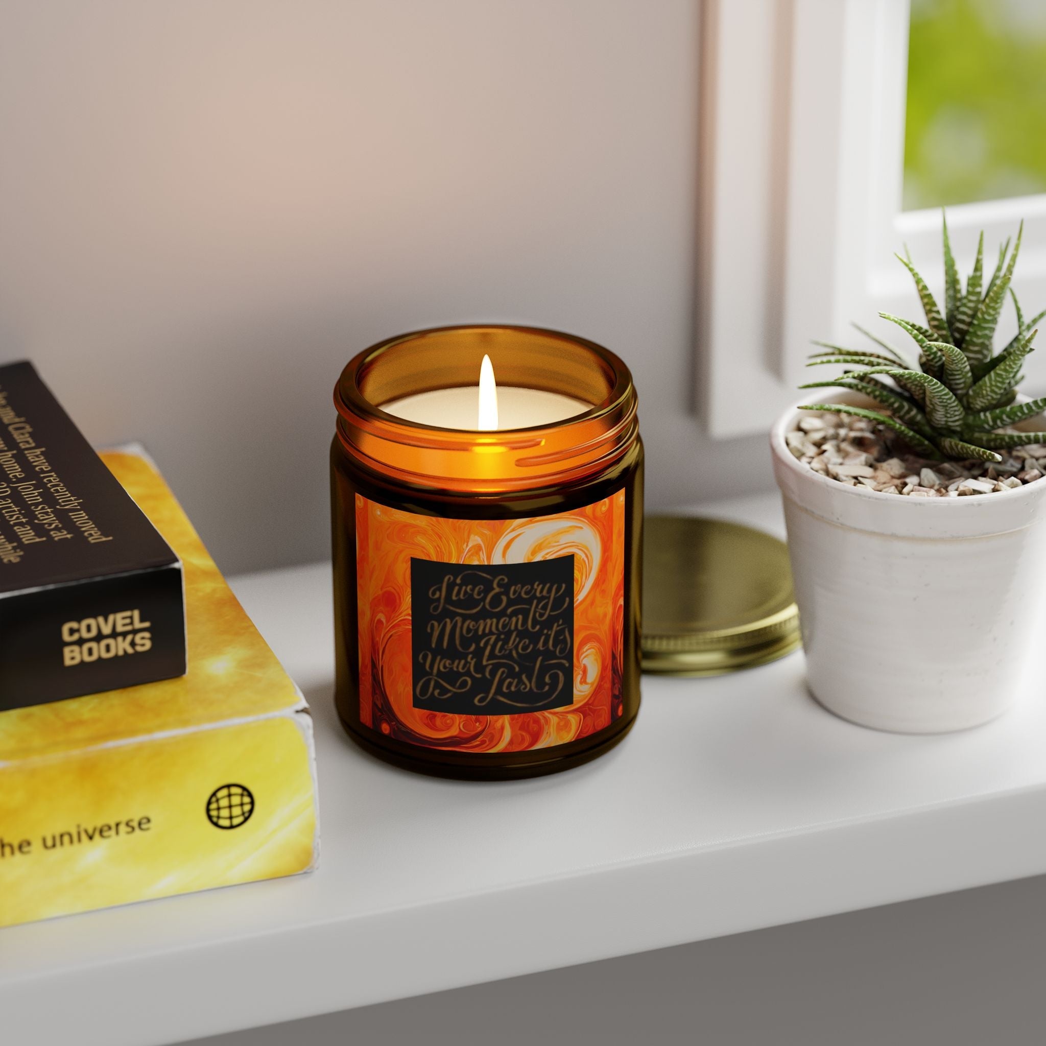 Live Every Moment Scented Candle - Coconut Apricot Wax (4oz, 9oz) - S-Mart Shop Smart Treasures