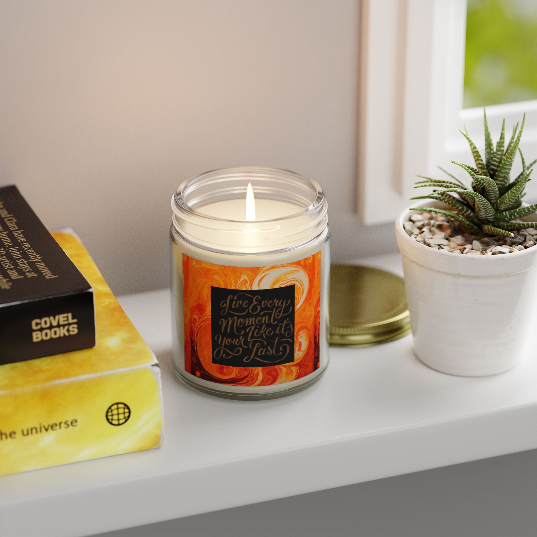 Live Every Moment Scented Candle - Coconut Apricot Wax (4oz, 9oz) - S-Mart Shop Smart Treasures