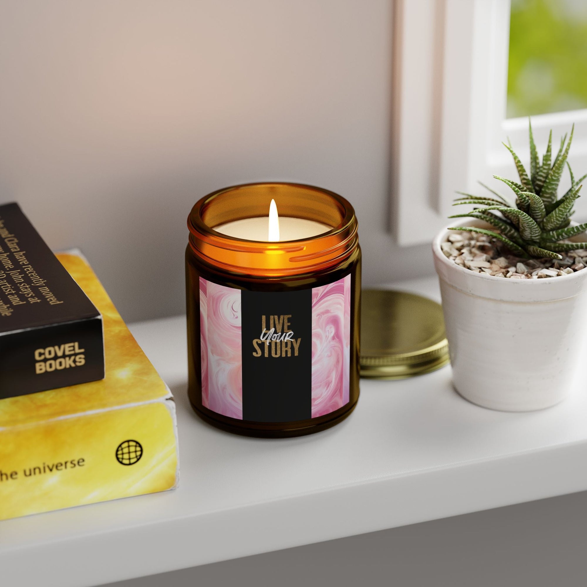 Live Your Story Scented Candle - Coconut Apricot Wax (4oz, 9oz) - Relaxing Home Fragrance for Any Occasion - S - Mart Shop Smart Treasures