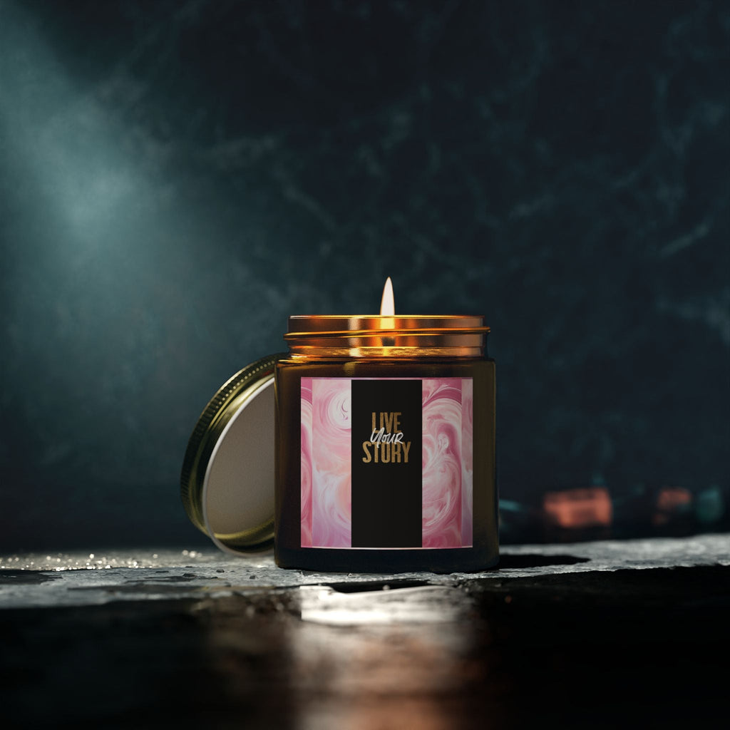 Live Your Story Scented Candle - Coconut Apricot Wax (4oz, 9oz) - Relaxing Home Fragrance for Any Occasion - S - Mart Shop Smart Treasures