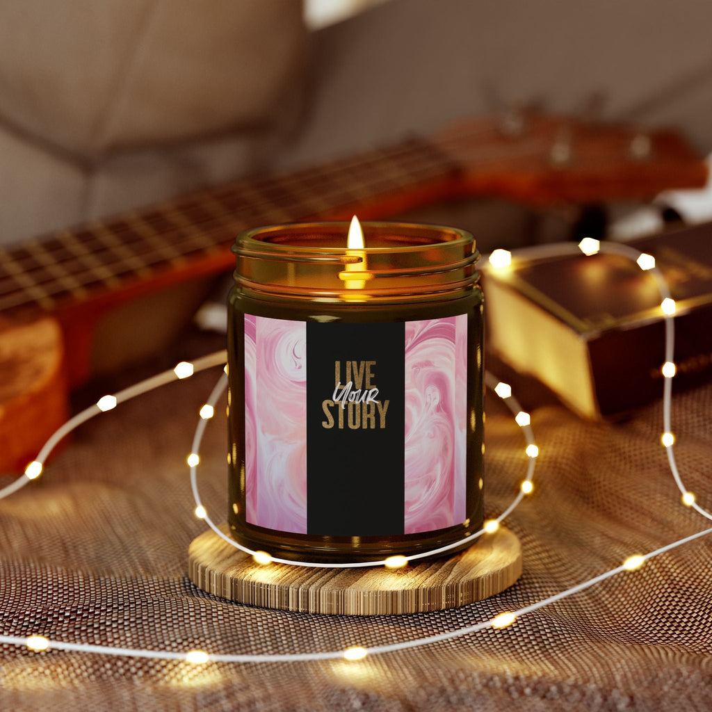 Live Your Story Scented Candle - Coconut Apricot Wax (4oz, 9oz) - Relaxing Home Fragrance for Any Occasion - S - Mart Shop Smart Treasures