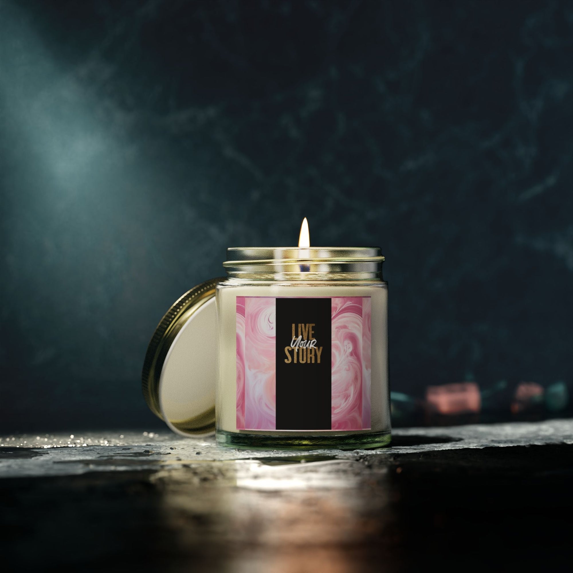 Live Your Story Scented Candle - Coconut Apricot Wax (4oz, 9oz) - Relaxing Home Fragrance for Any Occasion - S - Mart Shop Smart Treasures