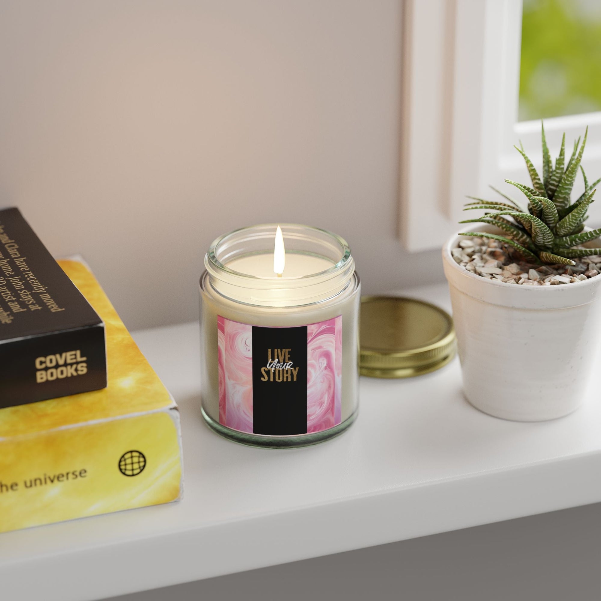 Live Your Story Scented Candle - Coconut Apricot Wax (4oz, 9oz) - Relaxing Home Fragrance for Any Occasion - S - Mart Shop Smart Treasures