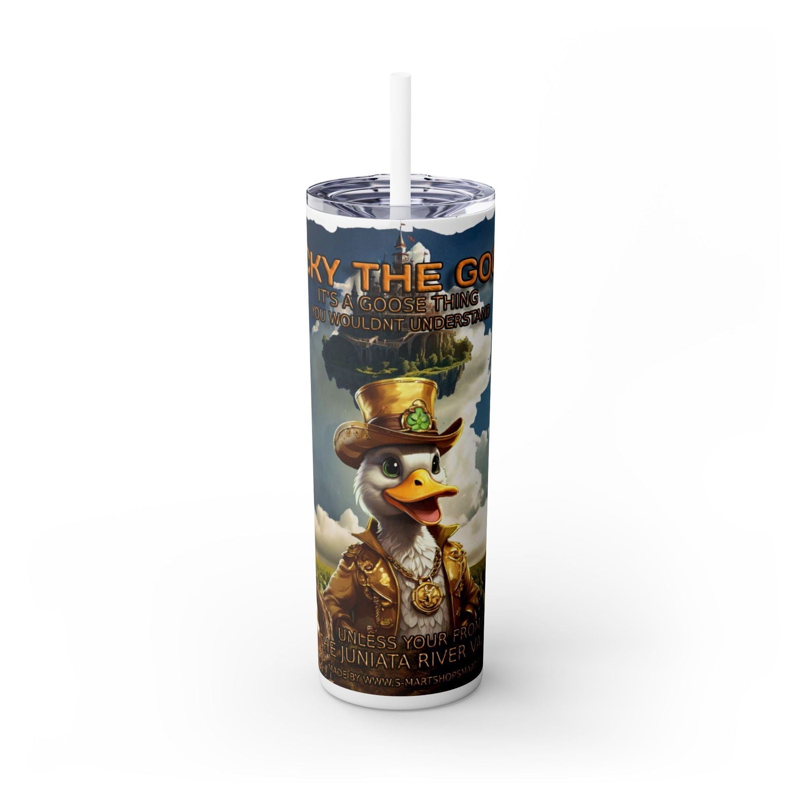 Lucky The Goose Skinny Tumbler with Straw, 20oz - S-Mart Shop Smart Treasures