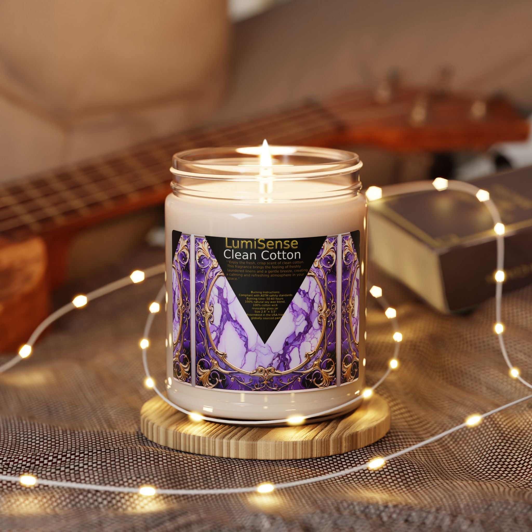 LumiSense Clean Cotton Scented Soy Candle - 9oz Aromatherapy Candle for Relaxation and Home Décor - S-Mart Shop Smart Treasures