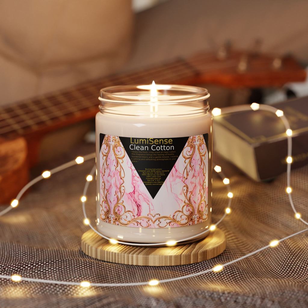 LumiSense Clean Cotton Scented Soy Candle - 9oz Elegant Home Fragrance - S-Mart Shop Smart Treasures