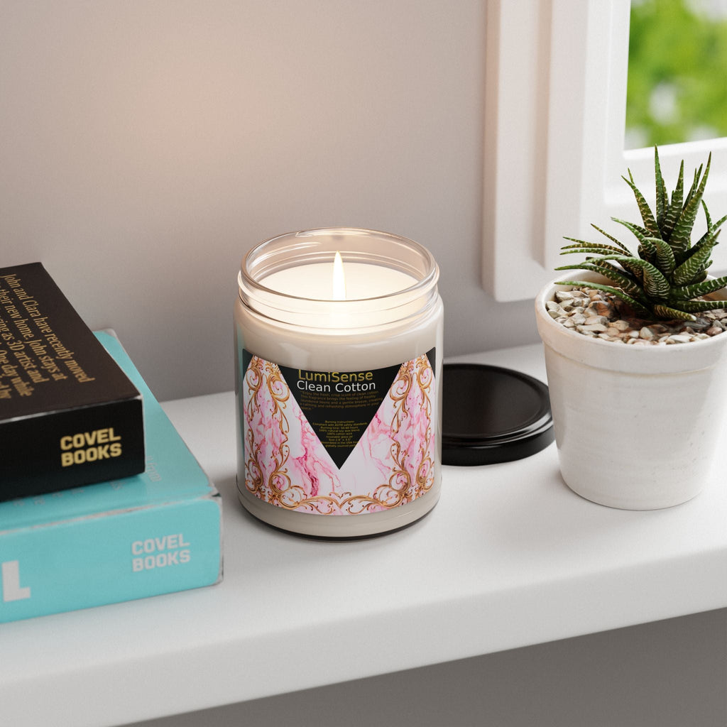 LumiSense Clean Cotton Scented Soy Candle - 9oz Elegant Home Fragrance - S-Mart Shop Smart Treasures