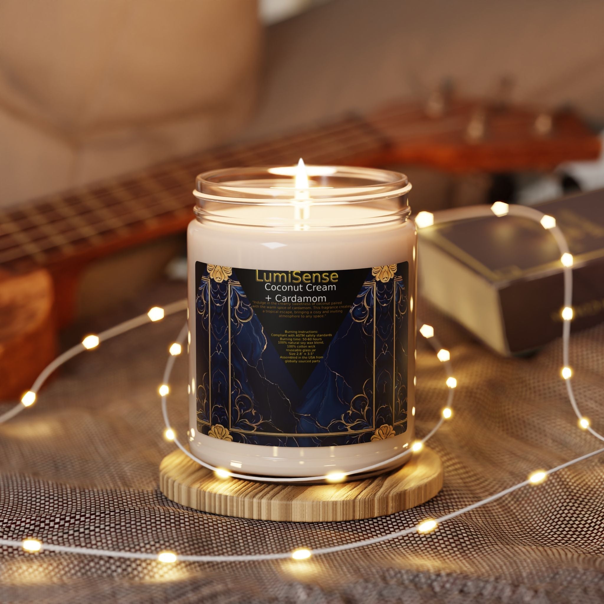 LumiSense Coconut Cream & Cardamom Scented Soy Candle - 9oz Aromatherapy Delight - S-Mart Shop Smart Treasures