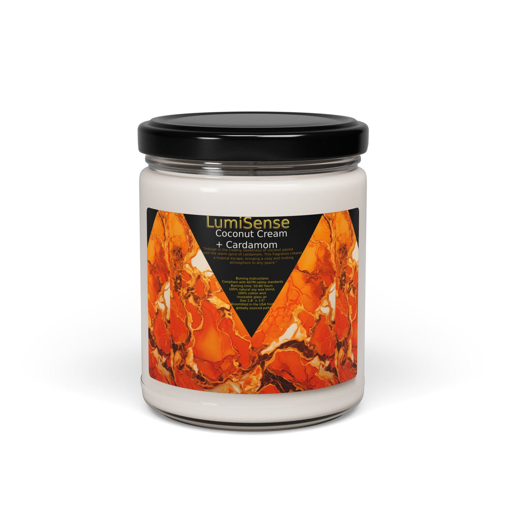 LumiSense Coconut Cream + Cardamom Scented Soy Candle - 9oz | Relaxing Aromatherapy Gift for Home & Special Occasions - S - Mart Shop Smart Treasures