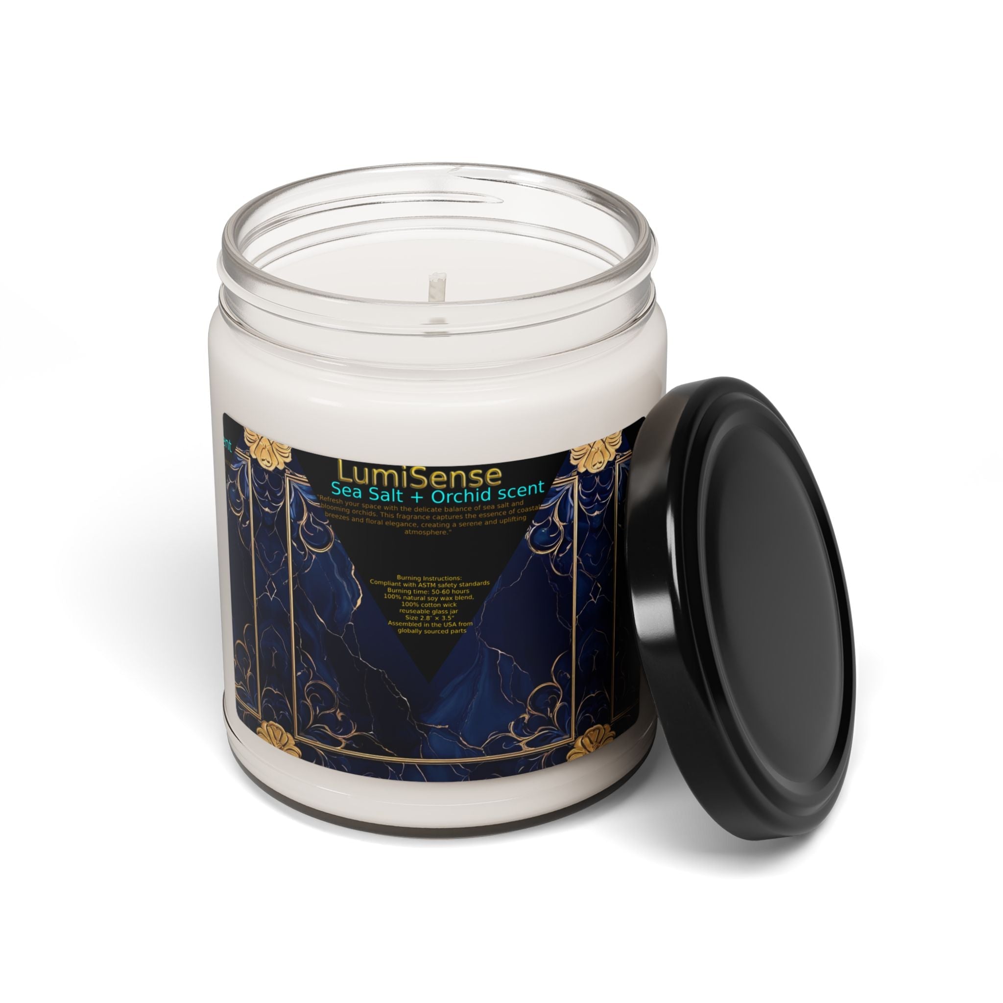 LumiSense Scented Soy Candle - Sea Salt + Orchid | Relaxing Home Fragrance for Spa Days & Self-Care - S-Mart Shop Smart Treasures