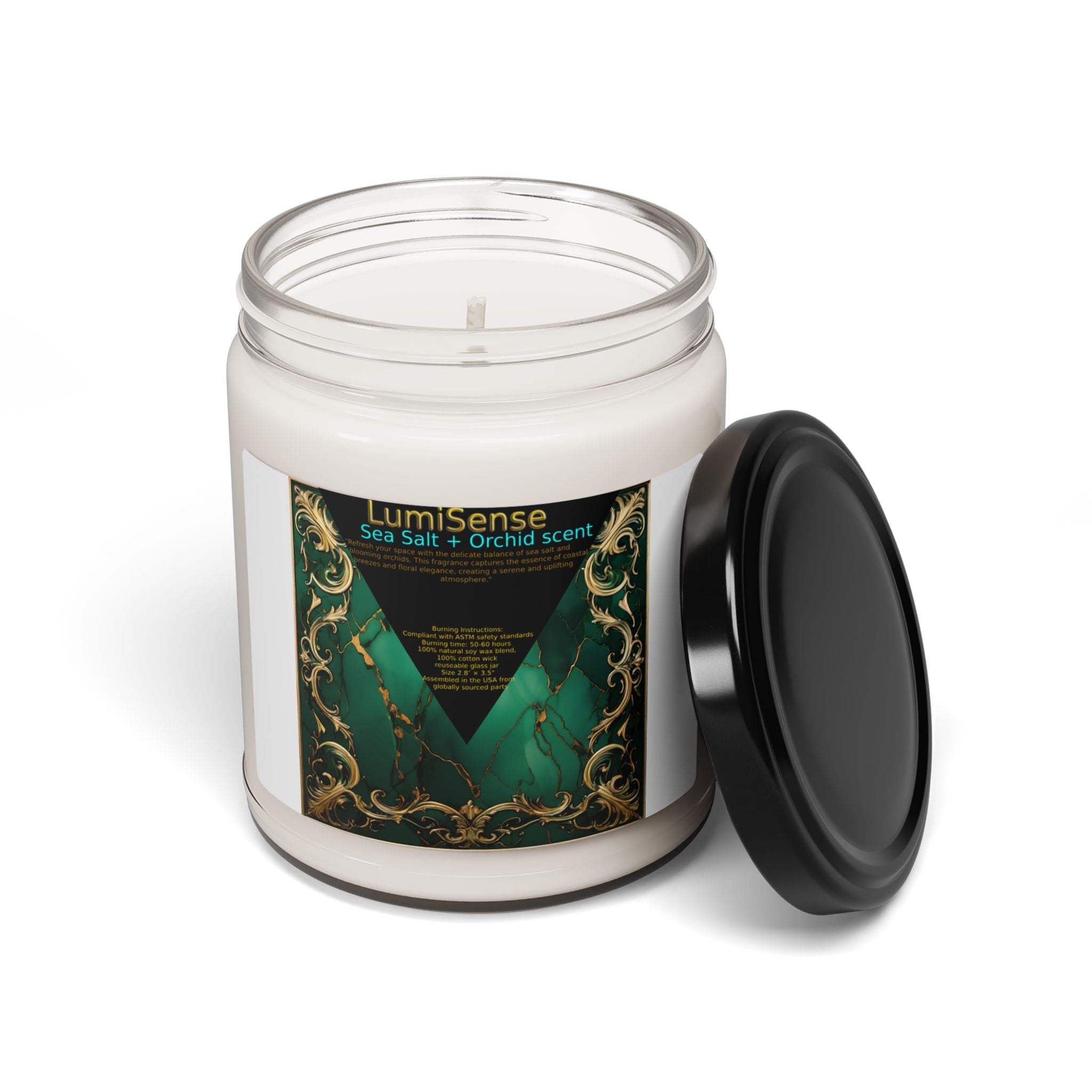 LumiSense Sea Salt + Orchid Scented Soy Candle - Luxurious Home Fragrance, 9oz - S-Mart Shop Smart Treasures