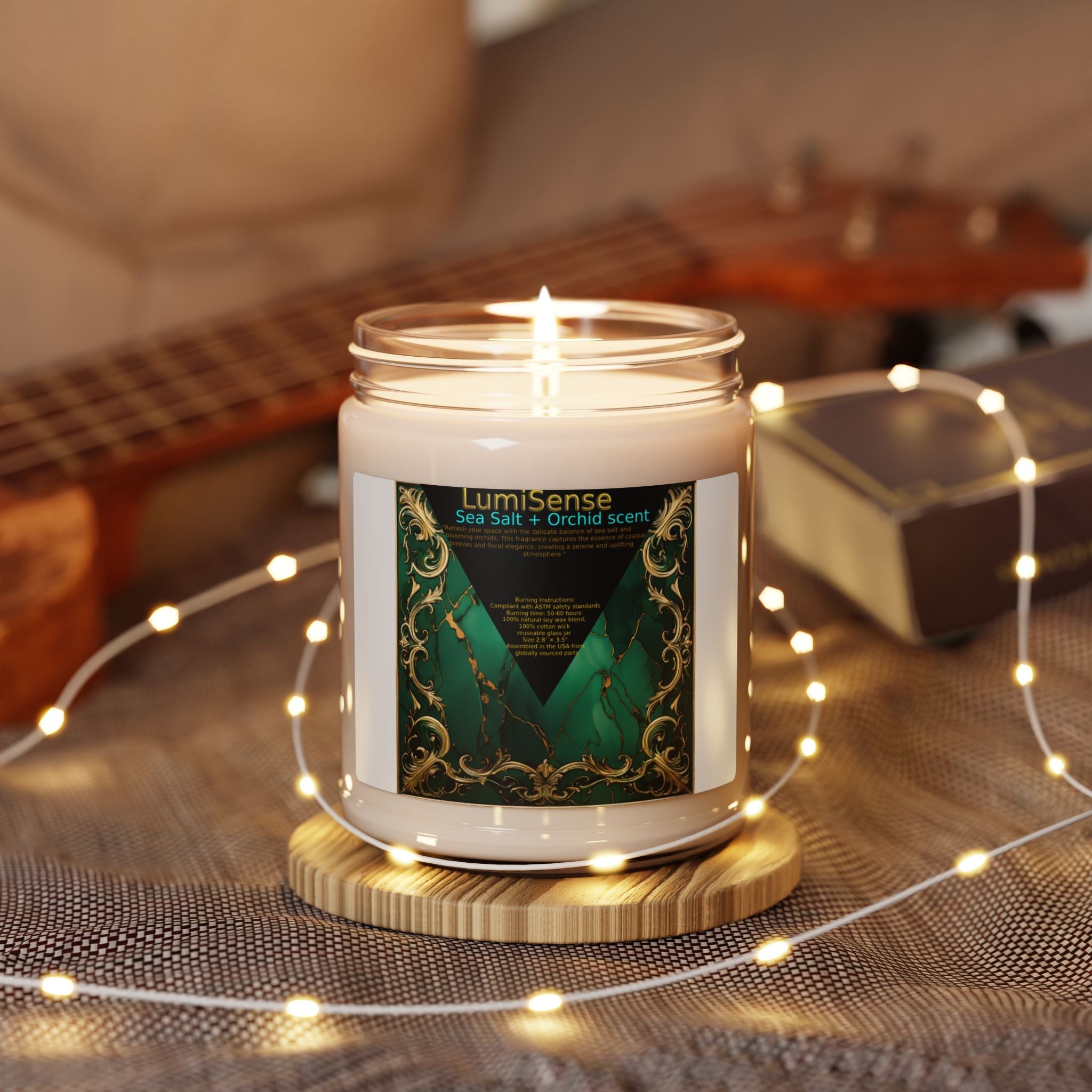 LumiSense Sea Salt + Orchid Scented Soy Candle - Luxurious Home Fragrance, 9oz - S-Mart Shop Smart Treasures