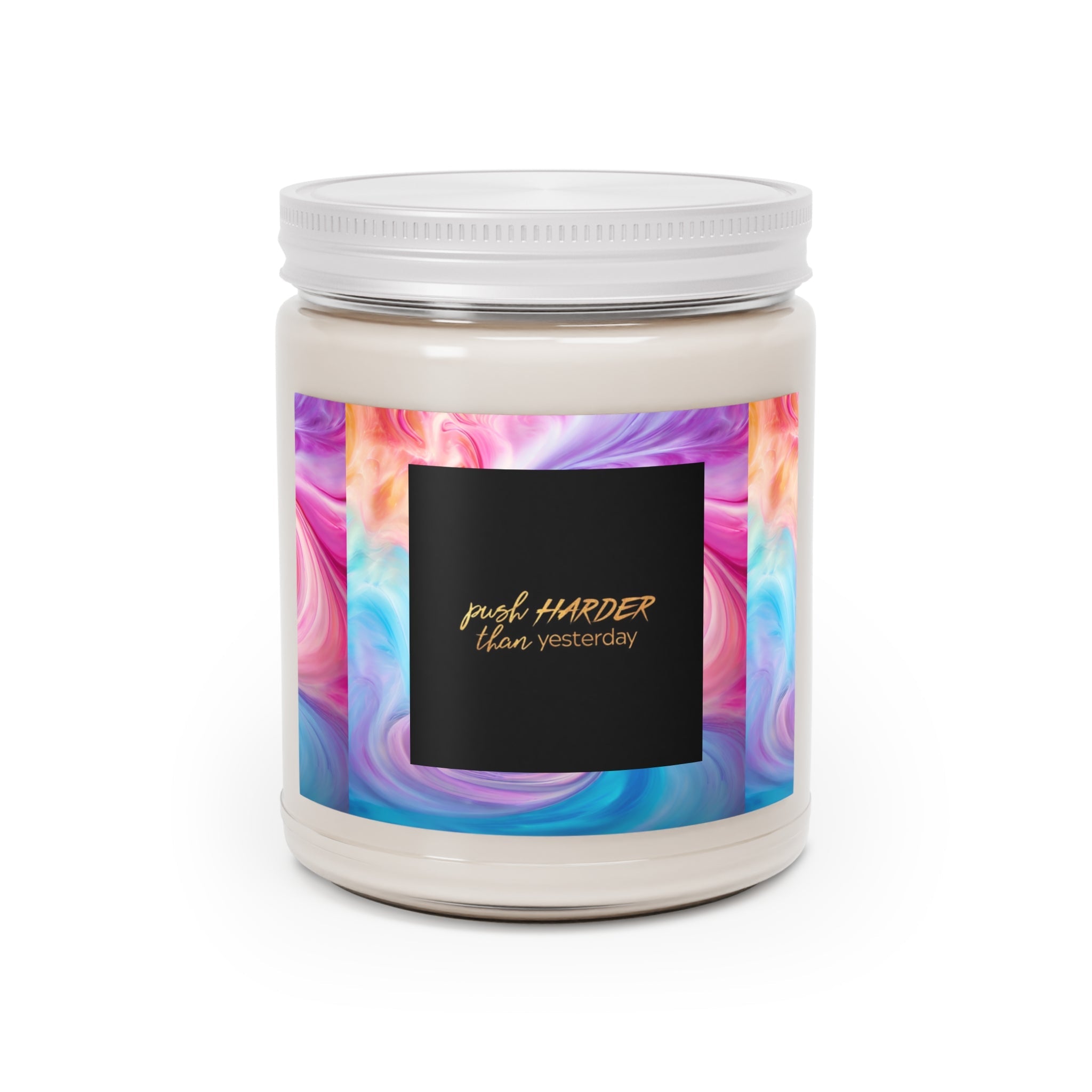 Motivational Scented Candle - "Push Harder Than Yesterday" - 9oz Aroma Therapy - S-Mart Shop Smart Treasures