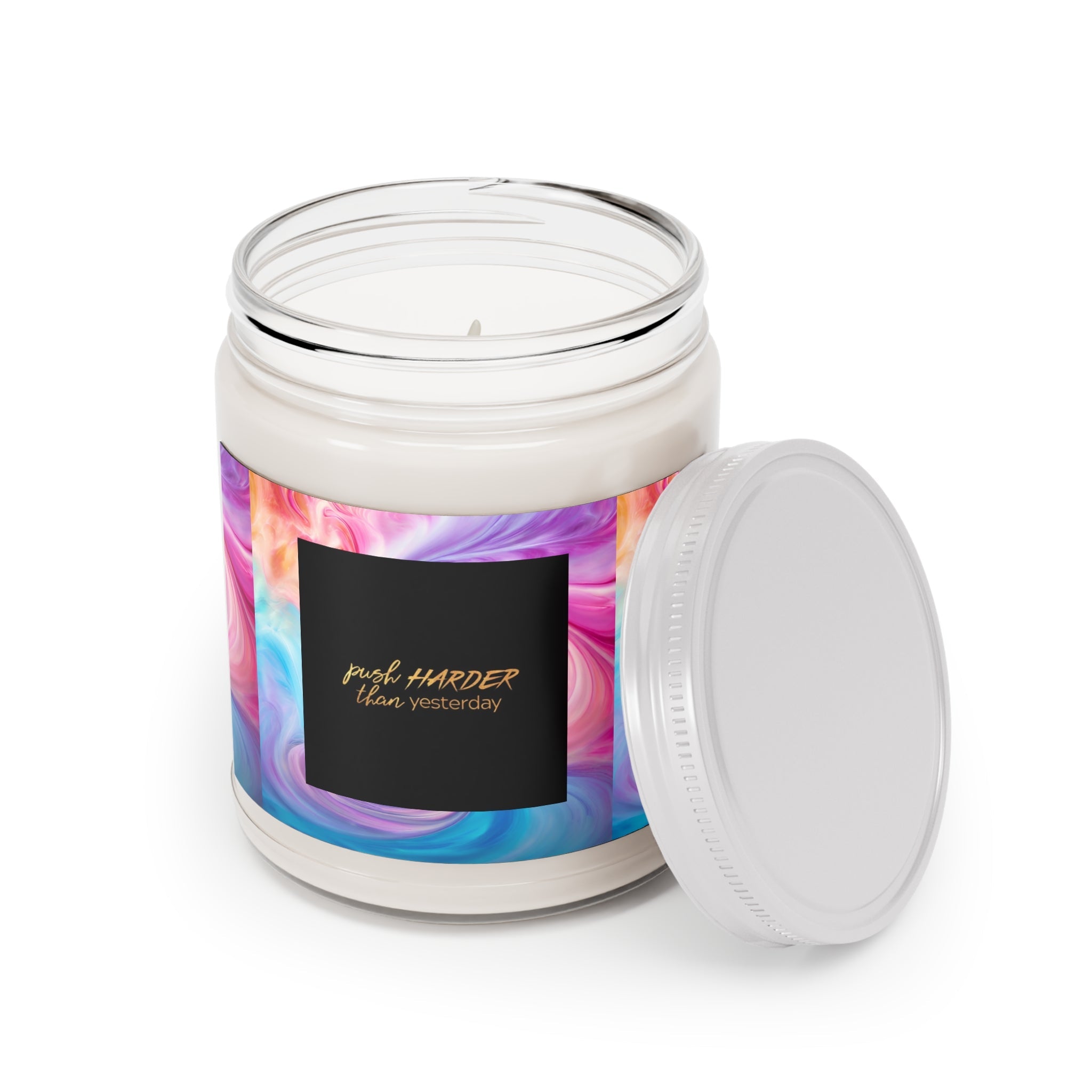 Motivational Scented Candle - "Push Harder Than Yesterday" - 9oz Aroma Therapy - S-Mart Shop Smart Treasures