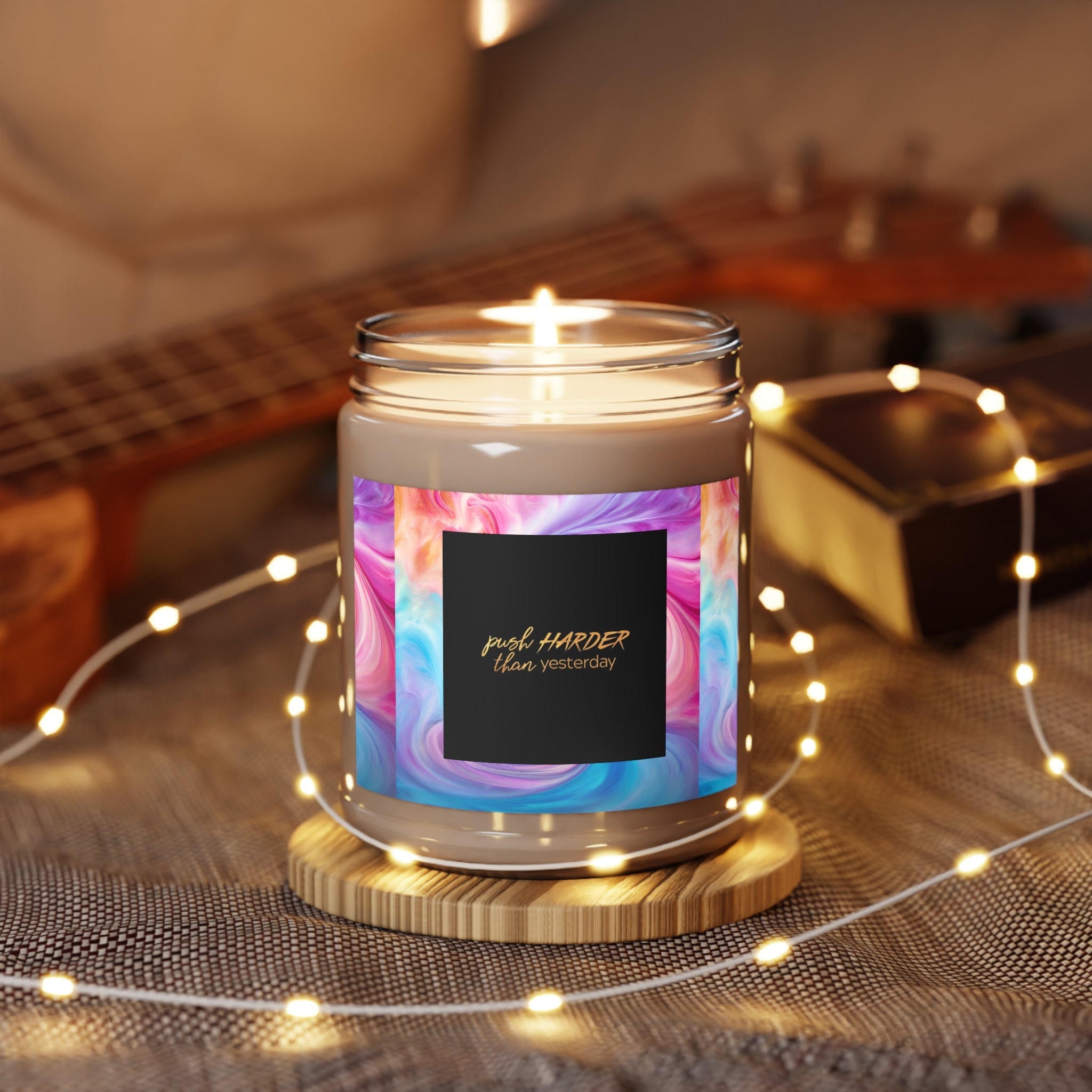Motivational Scented Candle - "Push Harder Than Yesterday" - 9oz Aroma Therapy - S-Mart Shop Smart Treasures