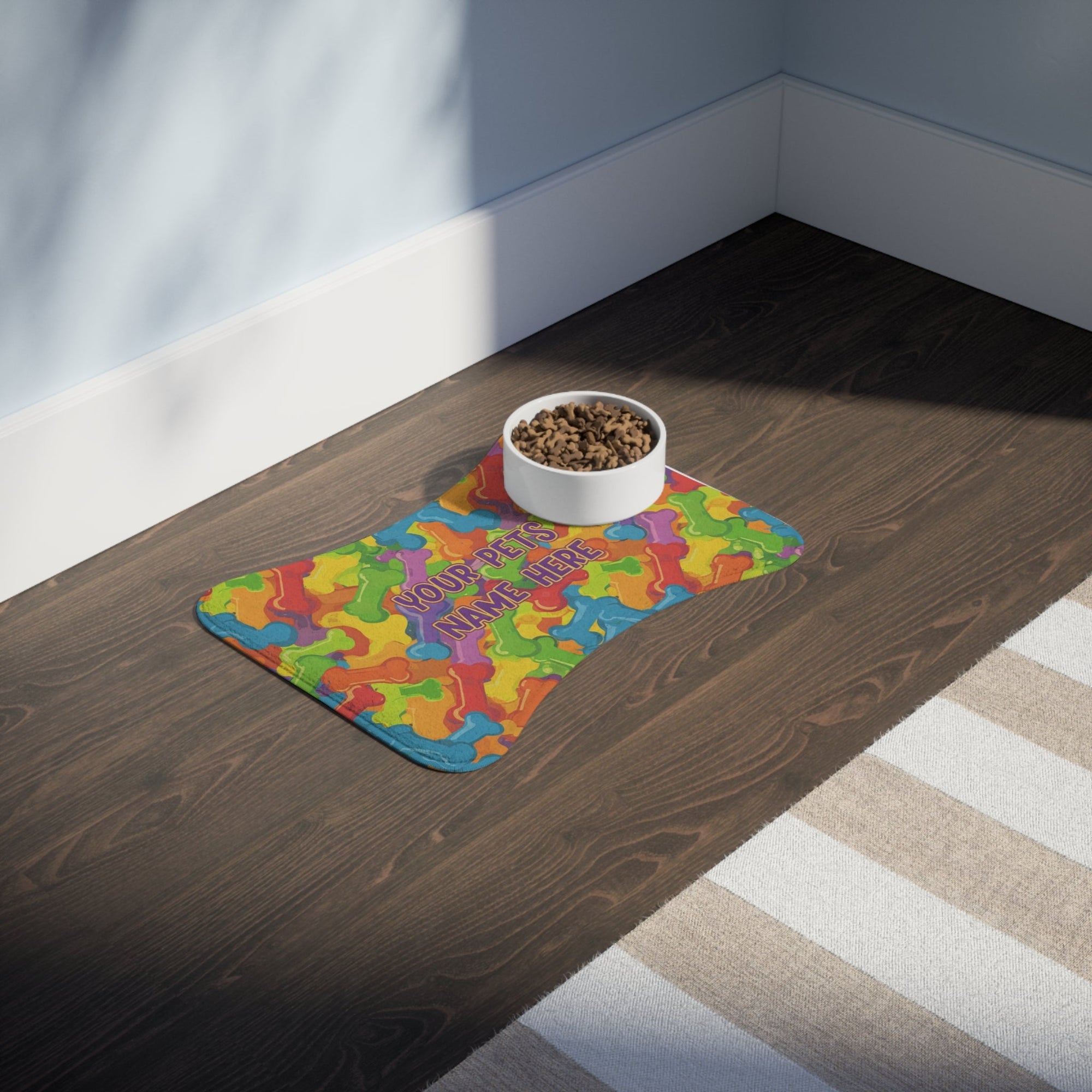 Personalized Colorful Pet Feeding Mat - Customizable with Your Pet's Name - S - Mart Shop Smart Treasures