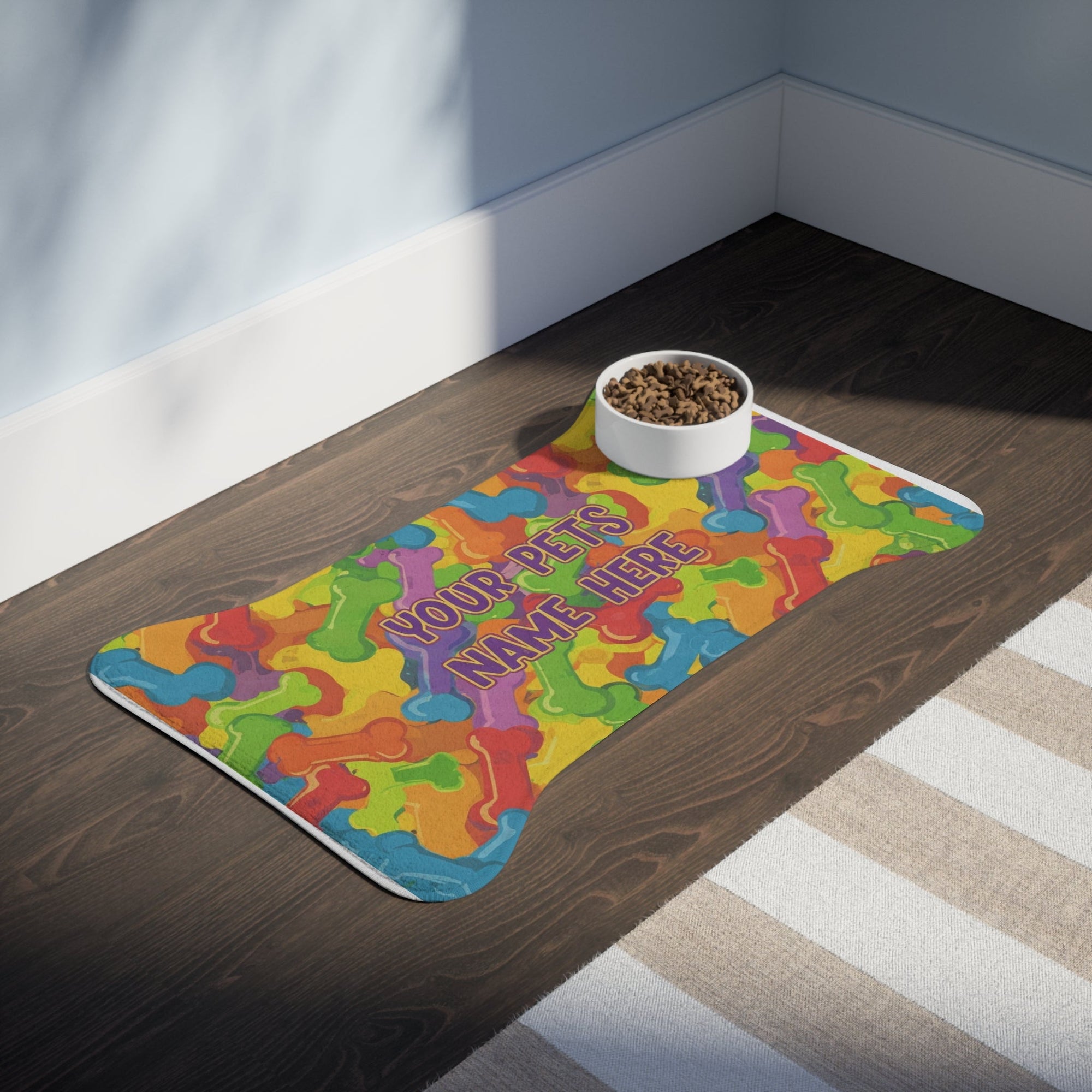 Personalized Colorful Pet Feeding Mat - Customizable with Your Pet's Name - S - Mart Shop Smart Treasures
