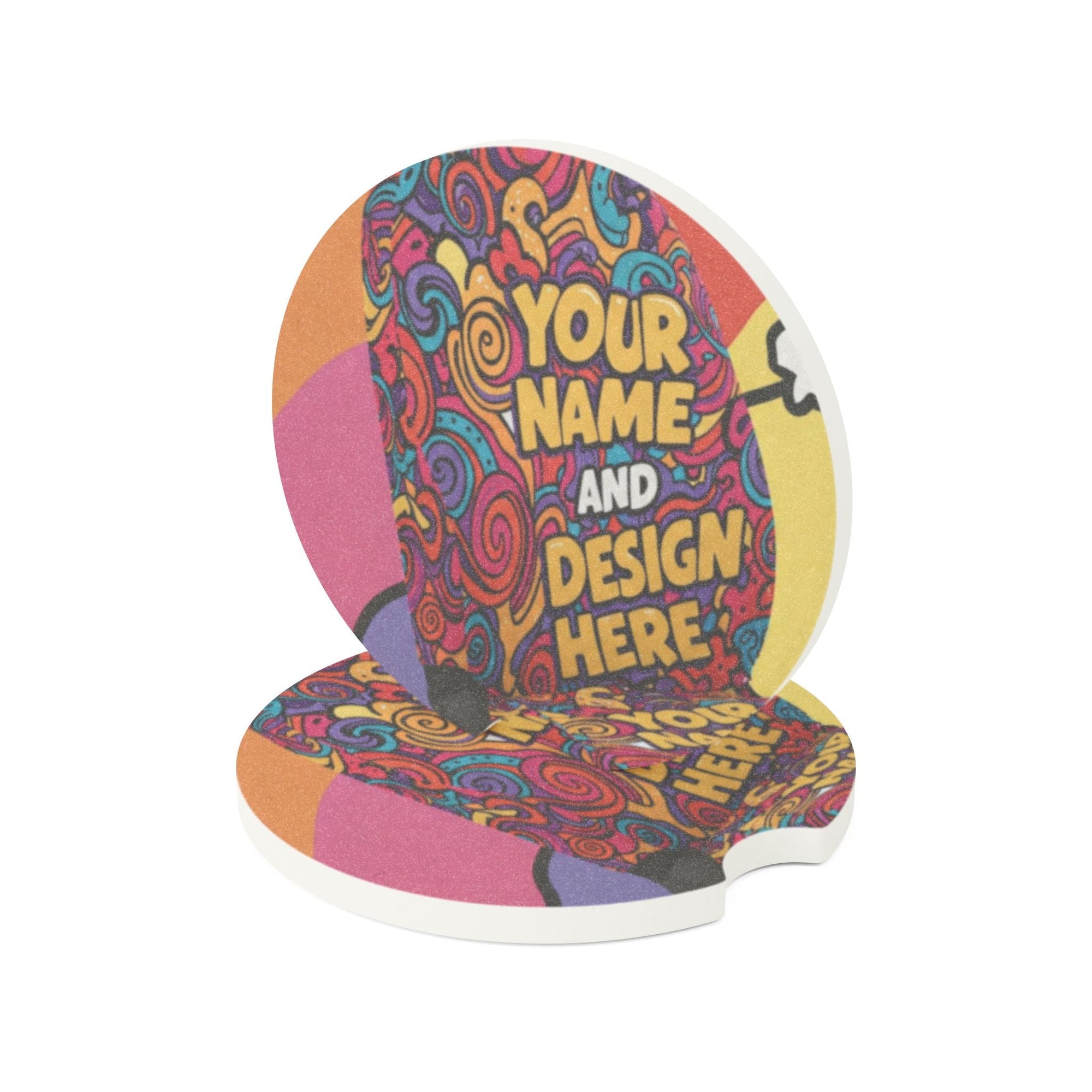 Personalized Soapstone Car Coaster - Unique Colorful Design for Your Vehicle - S - Mart Shop Smart Treasures