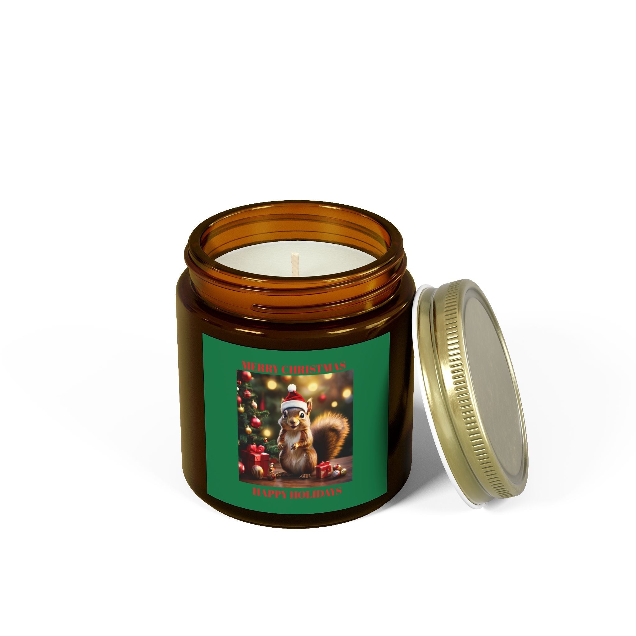 Scented Candles - Merry Christmas Holiday Decor with Festive Squirrel - S-Mart Shop Smart Treasures