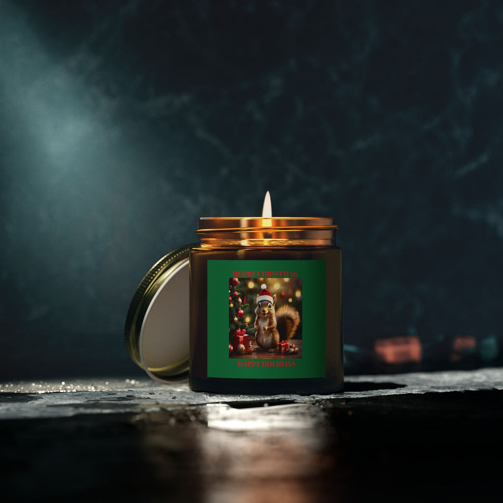 Scented Candles - Merry Christmas Holiday Decor with Festive Squirrel - S-Mart Shop Smart Treasures