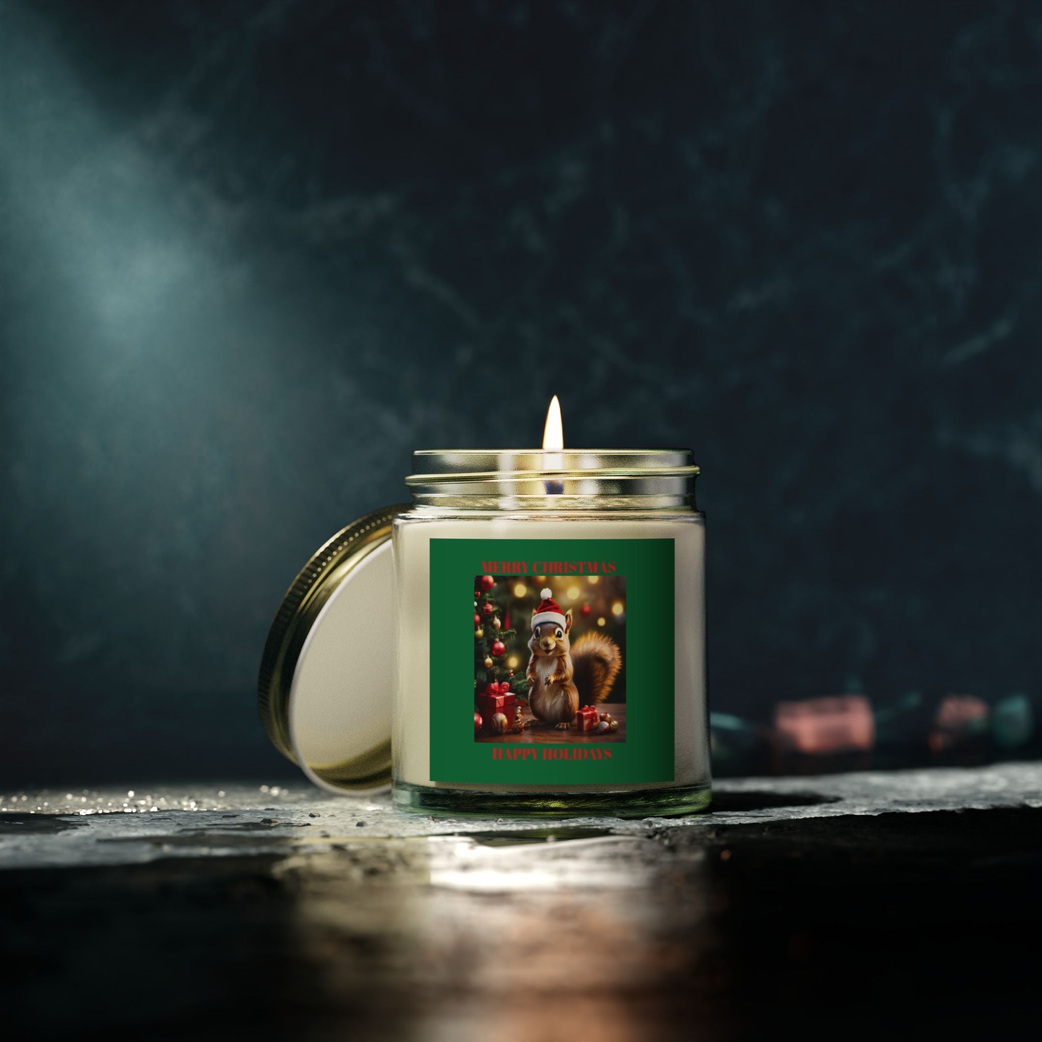 Scented Candles - Merry Christmas Holiday Decor with Festive Squirrel - S-Mart Shop Smart Treasures