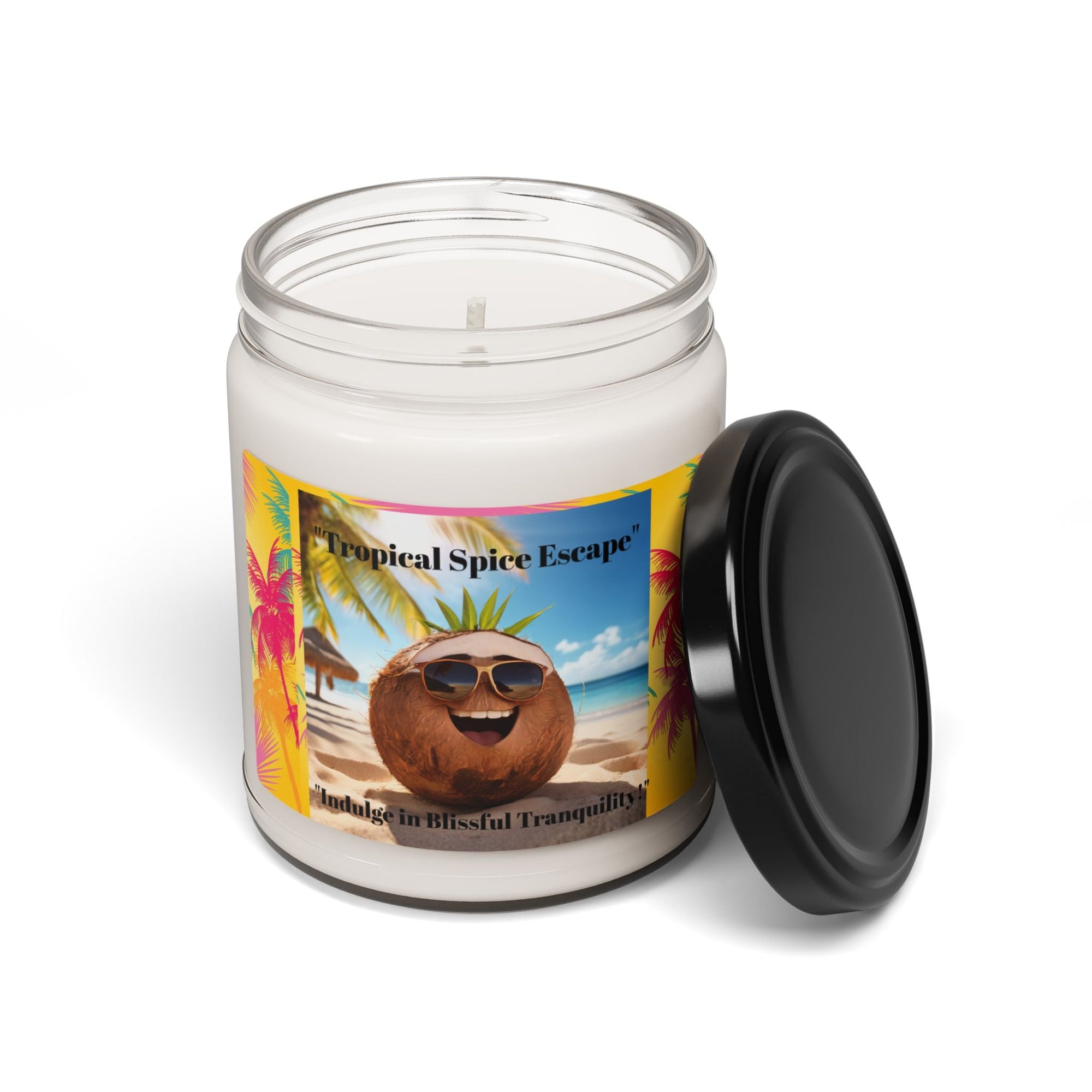 Tropical Spice Escape Scented Soy Candle - Indulge in Blissful Tranquility, 9oz - S - Mart Shop Smart Treasures