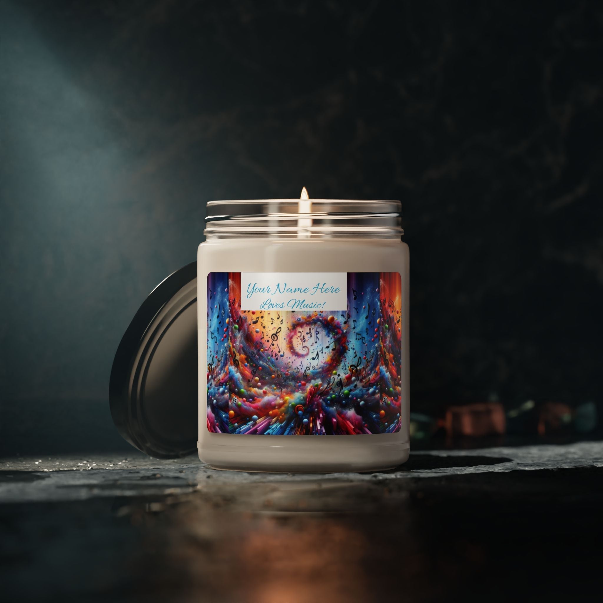Vibrant Melody Scented Soy Candle - 9oz, Colorful Aromatic Gift for Music Lovers - S-Mart Shop Smart Treasures