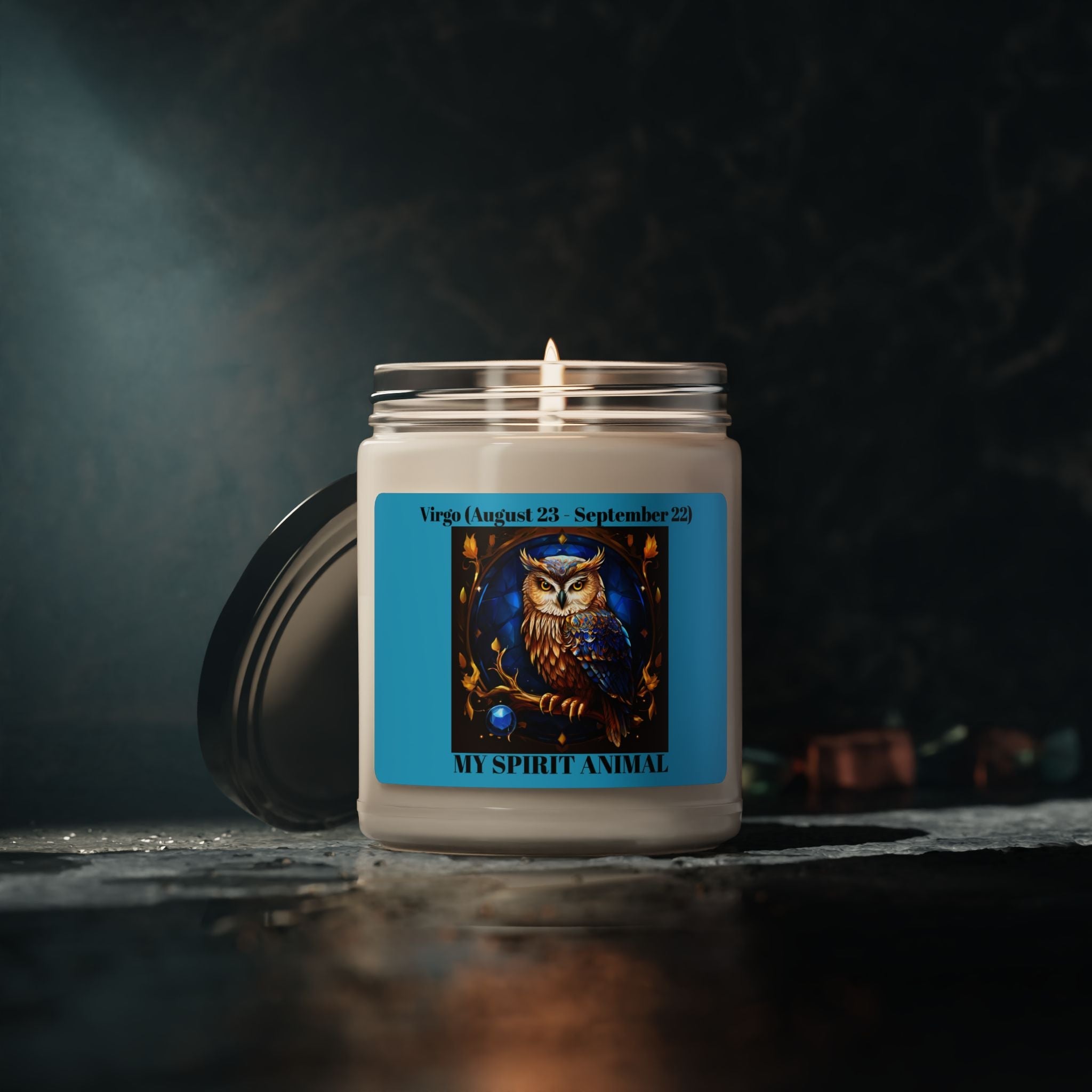 Virgo (August 23 - September 22) Mystical Owl Scented Soy Candle - 9oz Herbal Relaxation Candle for Home Decor - S-Mart Shop Smart Treasures
